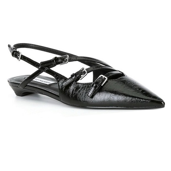 Steve Madden NWT Peony Textured Black Patent Slingback Flats 8 - Picture 1 of 14